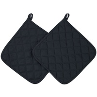 ZOLLNER 2er Set Topflappen Baumwolle, 24x24 cm, schwarz