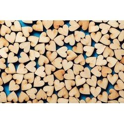 Fototapete PAPERMOON "Holzherzen", bunt (mehrfarbig), B:5m L:2,8m, Vlies, Tapeten