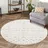 Carpet City Teppich Wohnzimmer Hochflor Creme - 200 cm Rund - Rauten Hochtief-Muster, 3D-Effekt - Bettvorleger Schlafzimmer Teppiche Boho, Skandi
