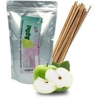 1 Kg Aromatisierter Zucker für bunte Zuckerwatte/Popkorn (Apfel) + 50 Zuckerwattestäbe 30cm Vierkant