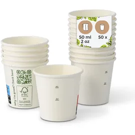 BIOZOYG Kaffeetasse Pappbecher 0,05 l Weiß 50 St.
