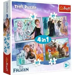 TREFL 34381 4 in 1 Puzzle 12,15, 20, 24 Teile - Frozen