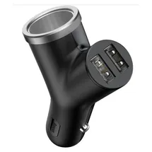 Baseus Y-Typ KFZ-Ladegerät Dual USB Zigarettenanzünder 3,1 A Schwarz