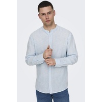 ONLY & SONS Langarmhemd »ONSCAIDEN LS MAO STRIPE LINEN SHIRT NOOS«, Gr. L - N-Gr, cashmere blue, , 66330816-L N-Gr