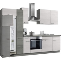 Express Küchen Plan 300 cm, weiß, Arbeitsplatte Eichefarben grau, ohne E-Geräte Küchenzeilen, Holz, EXZ300M020GT0L_1035160