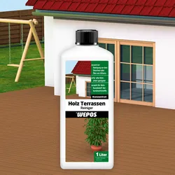 WEPOS Holzterrassen Reiniger, 1 l, für Grundreinigung & Unterhaltsreinigung, Holz & WPC, Außenbereich