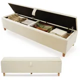 Yorbay Polsterbank Bettbank mit Stauraum (145/165/175 cm), Sitzbank, Aufbewahrungsbank, Garderobenbank beige