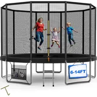 Devoko Trampolin Outdoor Ø 183/228/305/366/427 cm, Indoor Trampolin Kinder Gartentrampoline, Komplettset mit Schuhnetz, Leiter, Randabdeckung, Sicherheitsnetz