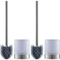 DS PRODUKTE LOOMAID WC-Bürste Silikonkopf 2er-Set Edelstahl/anthrazit mit Ständer