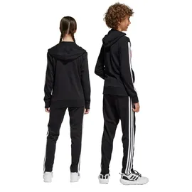 adidas Seasonal Essentials Tiberio 3-Streifen French Terry Jogginganzug Kinder JI6036 - black/white/pure ruby 128