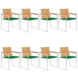 vidaXL Gartenstühle 8 Stk. mit Kissen Massivholz Teak