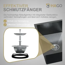 Hago Einbauspüle 55 x 45 cm Anthrazit/Grau