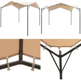 Vidaxl - Pavillon Partyzelt Überdachung 4x4 m Stahl Beige - Partyzelt - Pavillon - Gartenüberdachung - Outdoor-Zelt - Grillplatzabdeckung - Home &