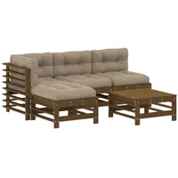 vidaXL 5-tlg Garten-Lounge-Set mit Kissen Honigbraun Kiefernholz Modell 14