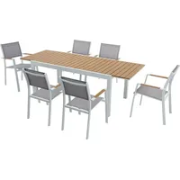 vente-unique Gartenmöbel-Set 7-tlg. Grau/Weiß