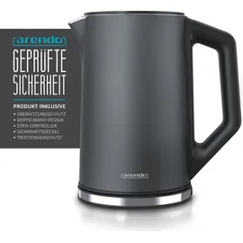 Arendo Frühstücks Set in Grau - Wasserkocher / Langschlitz Toaster / Eierkocher