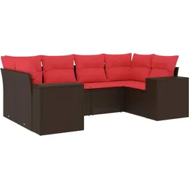 vidaXL Gartensofa-Set 6-tlg. braun