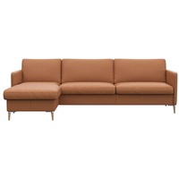 FLEXLUX Ecksofa »Fiore, super Sitzkomfort durch Kaltschaum im Sitz, L-Form«, schmale Armlehnen, Füße Alu+ Eiche braun