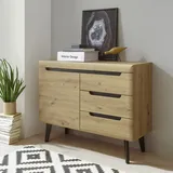 INOSIGN Sideboard »Torge, Anrichte, Kommode, Schubladenschrank«, (1 St.), abgeschrägte Füße, drei Farben, Scandi Design, 107 cm breit, braun