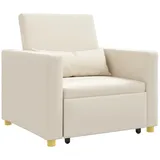 vidaXL Sessel Ausziehbare Schlafcouch Einzel 90 x 165 x 87 cm Cremeweiß