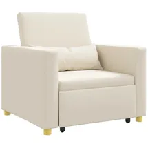 vidaXL Sessel Ausziehbare Schlafcouch Einzel 90 x 165 x 87 cm Cremeweiß