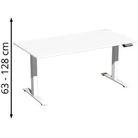 Geramöbel Schreibtisch Elevate Plus, elektrisch höhenverstellbar, HxBxT 630-1.280 x 1.600 x 800 mm, weiß/weiß
