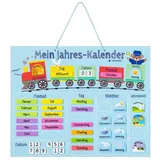 Navaris Kalender Tafel für Kinder - Lerntafel Jahreszeiten Uhr - Magnet Spiel Lernuhr - Kinderkalender Jahreskalender - magnetisch - blau - deutsch