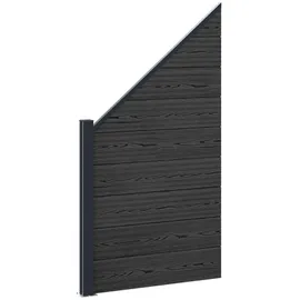 vidaXL Zaunelement WPC und Aluminium 1 x 1 m Schwarz
