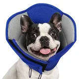 AOFITEE Halskrause Hund Weich, Verstellbarer Hundekragen Leckschutz Hund, Atmungsaktiver Hundehalsband Schutzkragen für Kleine Hunde Elisabethanischer Vorbeugung von Biss- und Leckwunden (Blau, S)