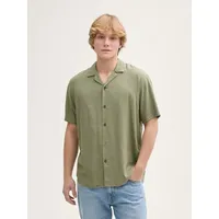 Tom Tailor Relaxed Viscose Linen Kurzarmhemd - Tree Moss Green - L