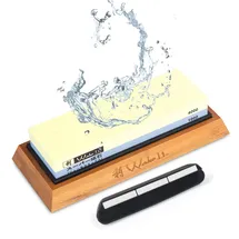 Wakoli Messer Schleifstein 1000er und 4000er Körnung (beidseitig) I Messerschärfer inkl. Schleifhilfe - Wetzstein zum Schärfen von Damast und Stahl