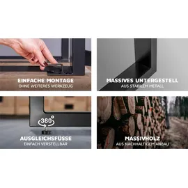 SAM Outillage Bistrotisch Baumkante massiv 70 x 70 cm Akazie Naturfarben schwarz Säulengestell Iris