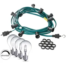 SATISFIRE Illu- Party Garten Außenlichterkette 40m grün 60 Halogenlampen dimmbar