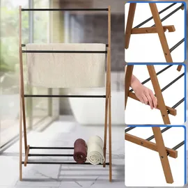 Kadax Handtuchhalter aus Holz, Wäscheständer mit Trockenfläche bis 3,5m,