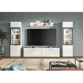 Home Affaire Wohnwand HOME AFFAIRE "FLORENZ, 4-teilige Wohn-Kombination, hochwertige MDF-Front", weiß hochglanz tiefzieh, B:280cm H:160cm T:41cm, Holzwerkstoff, Kastenmöbel-Sets, Wohnwand, Wohn-Kombination, Wohnzimmer-Möbel, Wohnzimmer,Kombination, Kombi