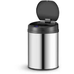 Juskys Automatik Mülleimer mit Sensor 30L - Abfalleimer mit elektrischem Deckel für Küche - Silber