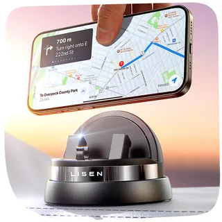 LISEN Handyhalterung Auto Armaturenbrett Schwenkbarer 360° Einstellbare[2025 true upgraded]Klemme Handy Halterung Auto Multifunktionaler Handyhalter Auto halterung für iPhone 16 15 Pro Max Samsung S24