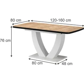 Vicco Fenaro 120 x 77,4 x 80 cm Eiche/Weiß