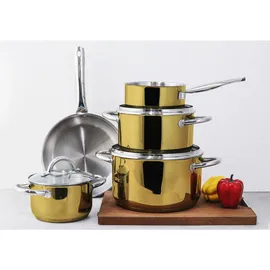 Echtwerk Gold-edition Topf-Set 8-tlg. 3 x Kochtopf  + Stielkasserolle + Bratpfanne