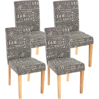 Mendler 4er-Set Esszimmerstuhl Stuhl Küchenstuhl Littau Textil mit Schriftzug,