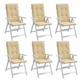 vidaXL Hochlehner-Auflagen 6 Stk. Melange Beige 120x50x4 cm Stoff