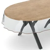 ANRO Transparente Tischdecke Schutzdecke Glasklar Durchsichtig Klarsichtfolie - Marta - 0,3mm Oval 180x140cm Farbe Braun