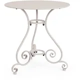 Gartentisch Etienne aus Metall, klassisches Design, rund, Beige Griz, pflegeleicht pulverbeschichtet