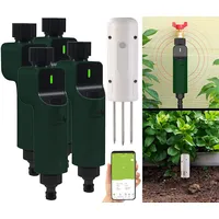 Luminea Home Control 4x ZigBee-Bewässerungscomputer + 1x Boden-Feuchte- & Temperatursensor