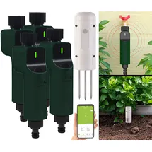 Luminea Home Control 4x ZigBee-Bewässerungscomputer + 1x Boden-Feuchte- & Temperatursensor