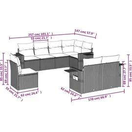 vidaXL Gartensofa-Set 8-tlg. braun