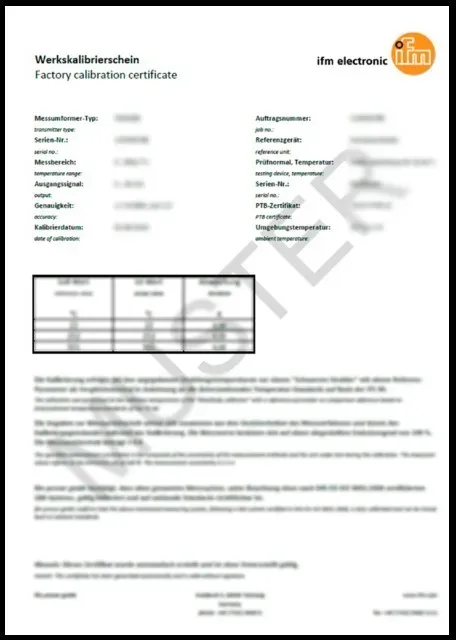 Ifm Electronic Re-Kalibrierung ZC0063