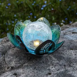 Star Trading Solarleuchte Glas 12,0 cm inkl. Dämmerungssensor grün/blau/silber