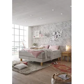 Hasena Boxspringbett 140-180 cm Braun / Hellgrau, Liegefläche:160 x 200 cm, Topper:Base-Topper