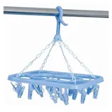 MSV - Rechteckiger Blauer Sockenständer aus Polypropylen, Maße 31x24,5 cm, ideal zum Trocknen von Socken und Wäsche, praktisch und kompakt, robust und langlebig